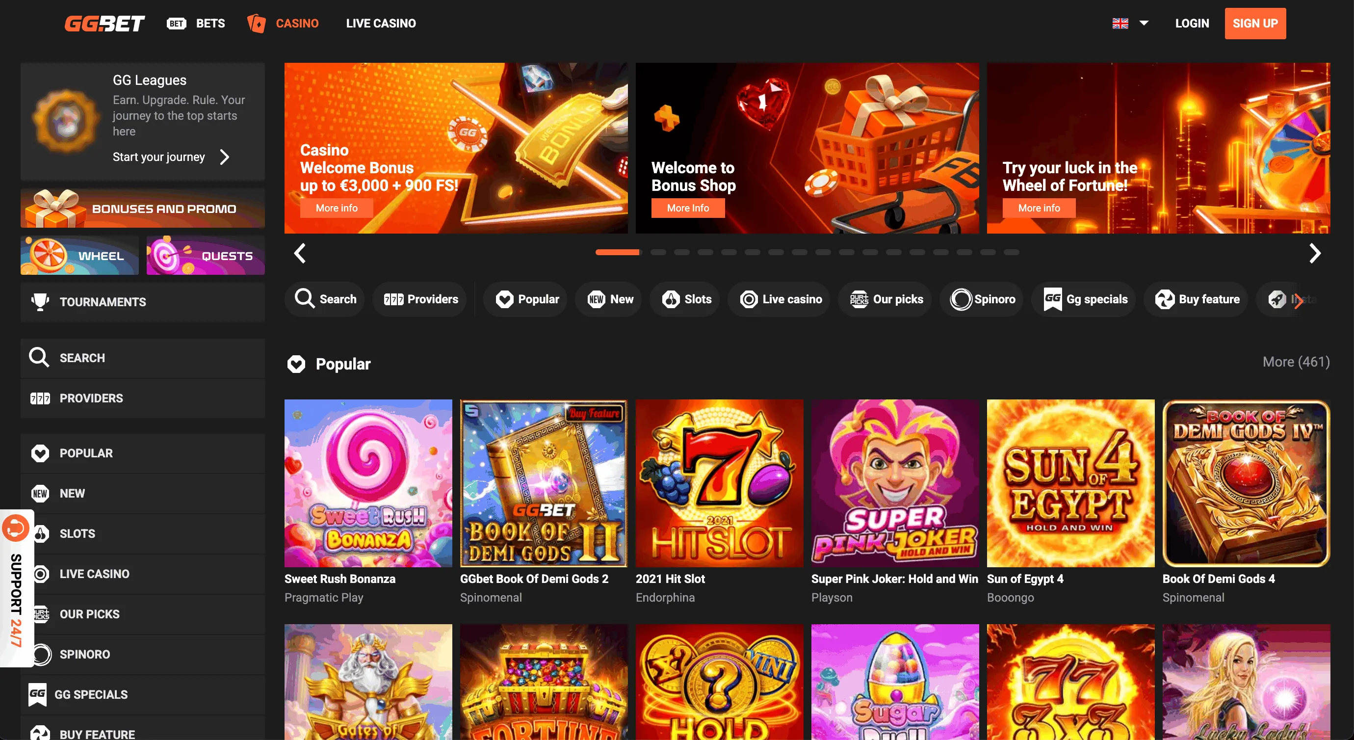 GGBet Casino Homepage
